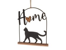 Dekorace Kočka HOME 16x18,5cm dřevo/kov