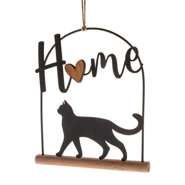 Dekorace Kočka HOME 16x18,5cm dřevo/kov - Domácnost a úklid bytové dekorace, textilní doplňky