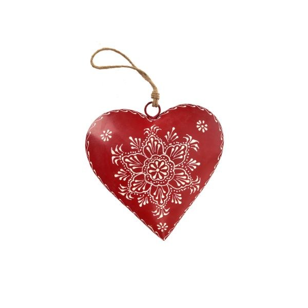 Srdce 15cm závěs.červené, plech - Domácnost a úklid bytové dekorace, textilní doplňky
