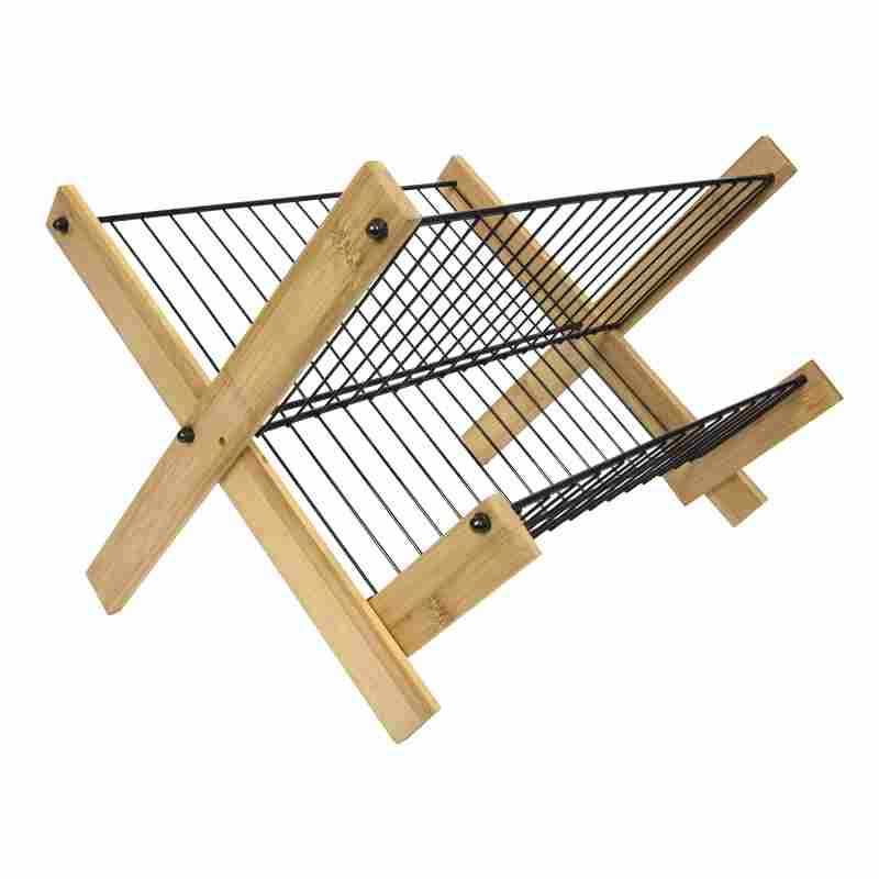 Odkapávač nádobí 40x33x25cm skládací, drát/bambus