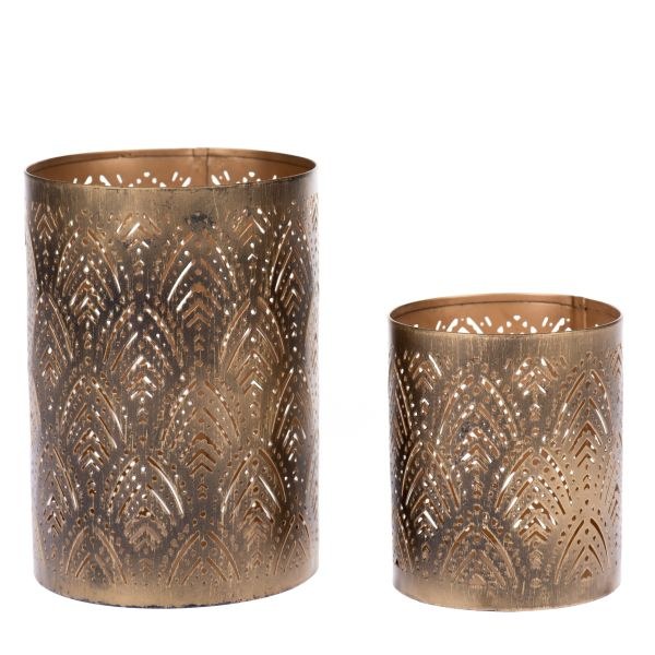 Sada svícnů 2ks/17x14+10x8cm zlaté, kov - Domácnost a úklid bytové dekorace, textilní doplňky