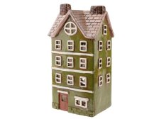 Svícen Domek 38,7cm zeleno/hnědý, keramika