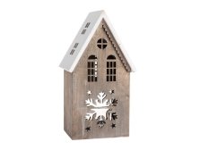 Domek s vločkou LED 23x9,8cm natur, dřevo