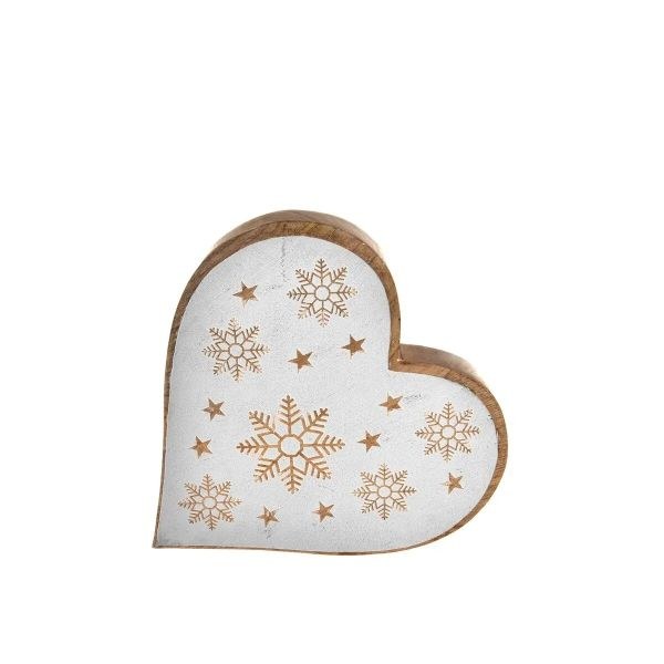Srdce s Vločkou 25cm bílé, mangovník - Domácnost a úklid Zima + Vánoce