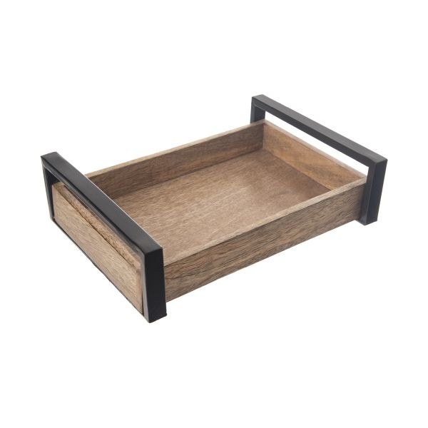 Podnos s uchy 35x27x8cm kov/mangovník - Domácnost a úklid bytové dekorace, textilní doplňky