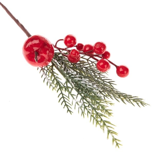 Větvička zimní 26cm jablíčko+červené bobule - Domácnost a úklid Zima + Vánoce