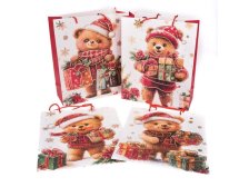 Taška dárková 32x26cm Medvídek vánoční