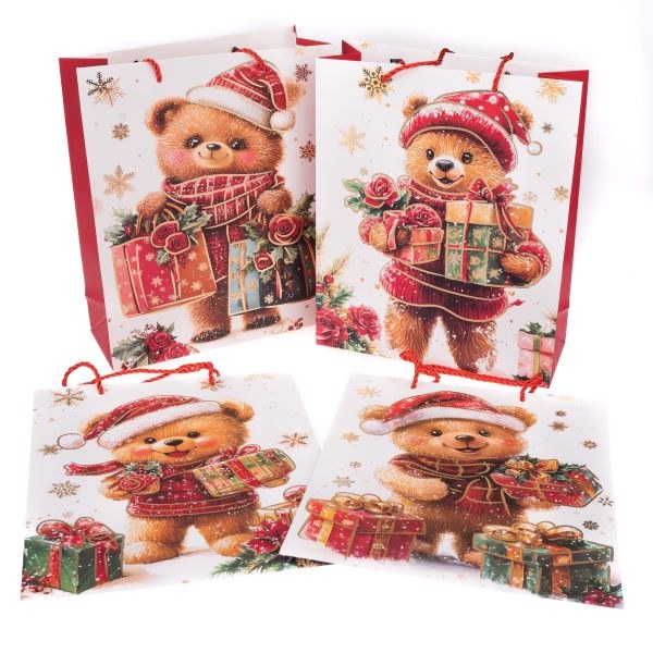 Taška dárková 32x26cm Medvídek vánoční - Domácnost a úklid Zima + Vánoce