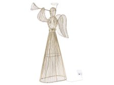 Anděl s trubkou 40LED/53cm zlatý, kov