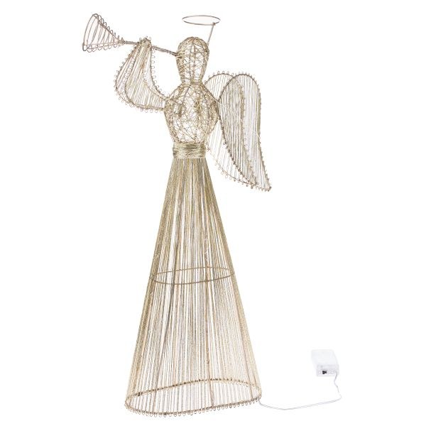 Anděl s trubkou 40LED/53cm zlatý, kov - Domácnost a úklid Zima + Vánoce