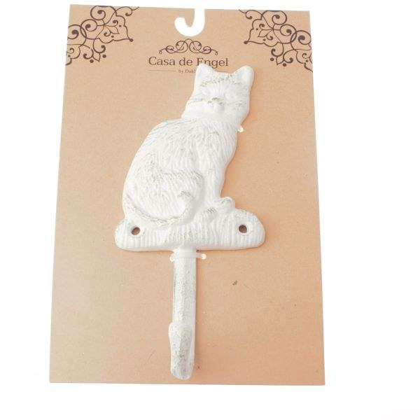 Háček Kočka bílá 16,5cm litina - Domácnost a úklid bytové dekorace, textilní doplňky