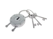Zámek visací kulatý bílý, litina