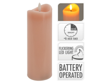 Svíčka LED plamínek 7x20cm/časovač, růžová