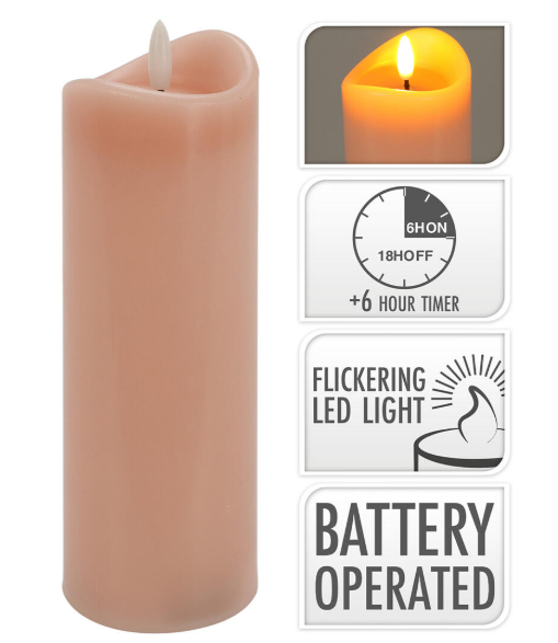 Svíčka LED plamínek 7x20cm/časovač, růžová - Domácnost a úklid bytové dekorace, textilní doplňky