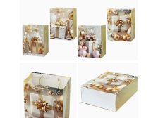 Taška dárková 32x26cm Vánoční mix zlatá