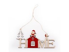 Nápis vánoční HOME 29cm závěs., dřevo