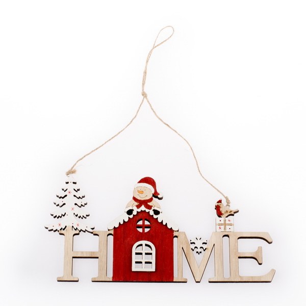 Nápis vánoční HOME 29cm závěs., dřevo - Domácnost a úklid Zima + Vánoce