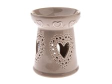 Aromalampa srdíčka 13,6cm hnědá, porcelán