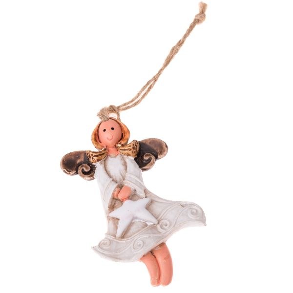 Anděl s hvězdičkou 8cm závěs., polyresin Anděl s hvězdičkou 8cm závěs., polyresin - Domácnost a úklid bytové dekorace, textilní doplňky