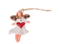 Anděl se srdíčkem 8cm závěs., polyresin