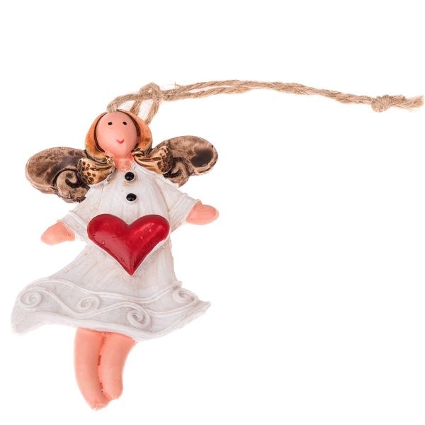 Anděl se srdíčkem 8cm závěs., polyresin Anděl se srdíčkem 8cm závěs., polyresin
