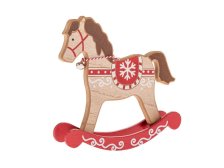 Koník houpací 24cm vánoční, dřevo