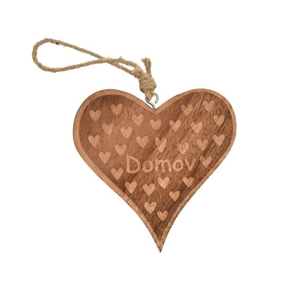 Srdce 15cm Domov závěs., mangovník - Domácnost a úklid bytové dekorace, textilní doplňky