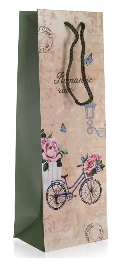 Taška na láhev 12x35x9cm Romantic Ride Taška na láhev 12x35x9cm Romantic Ride - Domácnost a úklid nákupní a dárkové tašky, koše, obaly