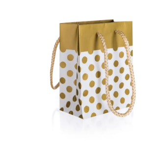 Taška dárková 11x14x6cm Zlaté tečky Taška dárková 11x14x6cm Zlaté tečky - Domácnost a úklid nákupní a dárkové tašky, koše, obaly