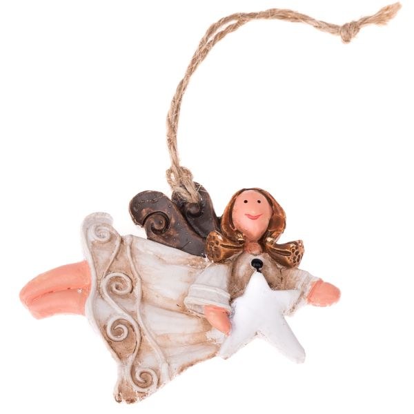 Anděl s hvězdičkou 8cm závěs., polyresin Anděl s hvězdičkou 8cm závěs., polyresin