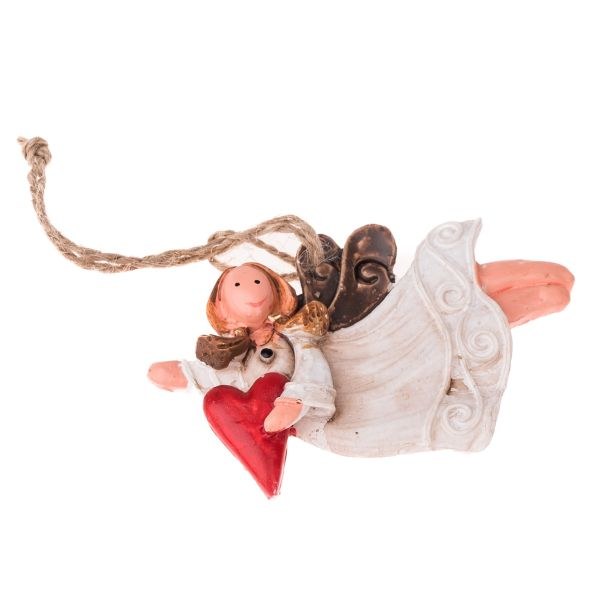 Anděl se srdíčkem 8cm závěs., polyresin 