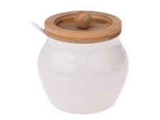 Dóza+víčko 10x18,6cm keramika/bambus
