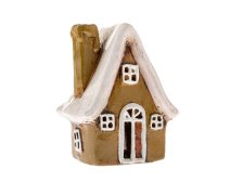 Domek LED 11cm zeleno/hnědý, keramika