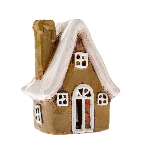 Domek LED 11cm zeleno/hnědý, keramika Domek LED 11cm zeleno/hnědý, keramika