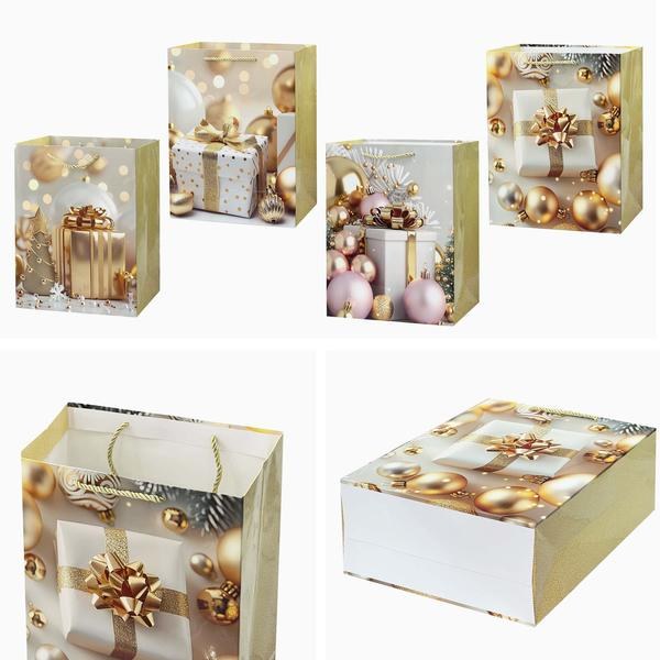 Taška 23x18x10cm Vánoční mix, zlatá - Domácnost a úklid Zima + Vánoce