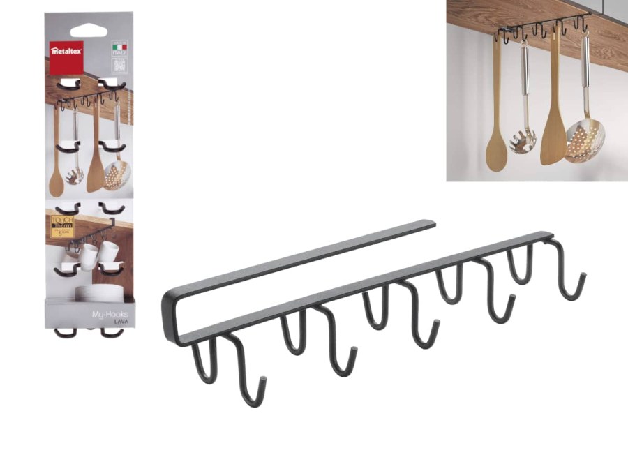 Lišta závěs. na náčiní 10háčků Myhooks Lava, černá Lišta závěs. na náčiní 10háčků Myhooks Lava, černá - Domácnost a úklid potřeby a pomůcky pro domácnost