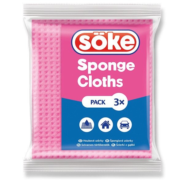 Sada houbových utěrek 3ks/18x15cm Söke - Domácnost a úklid úklidové pomůcky a prostředky