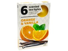 Svíčka čajová 6ks Vanilka-pomeranč/3-4hodiny