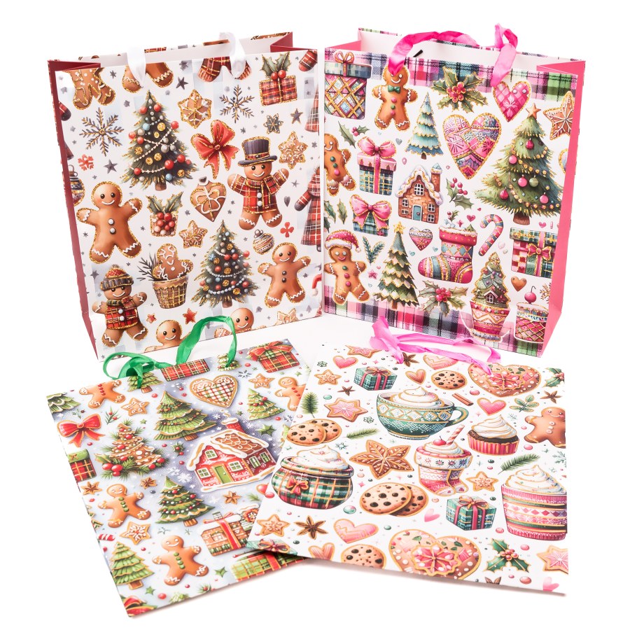 Taška dárková 25x30cm Perníčci, mix dekorů Taška dárková 25x30cm Perníčci, mix dekorů - Domácnost a úklid Zima + Vánoce