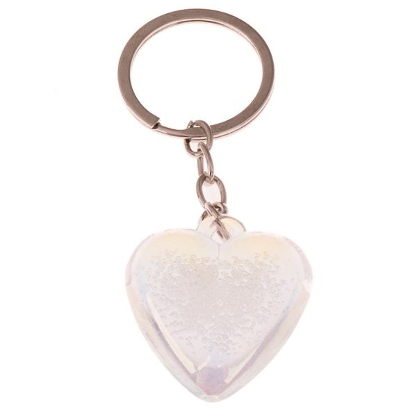 Klíčenka/přívěsek Srdce bílé, plast/kov - Domácnost a úklid bytové dekorace, textilní doplňky