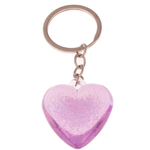 Klíčenka/přívěsek Srdce fialové, plast/kov - Domácnost a úklid bytové dekorace, textilní doplňky