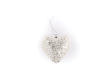 Srdce 9,5cm bílé třpitky závěsné