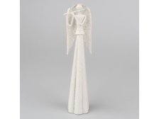 Anděl s flétnou 25,5cm bílý, kov