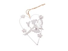 Víla v srdci 10x15,5cm závěs.bílá, kov