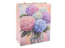 Taška dárková 32x26cm Hortenzie, mix barev