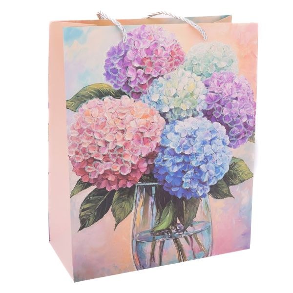 Taška dárková 32x26cm Hortenzie, mix barev