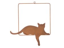 Kočka v rámečku 33x28cm rezavá, kov