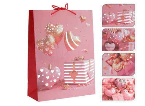 Taška dárková 23x18cm Srdce, mix motivů Taška dárková 23x18cm Srdce, mix motivů - Domácnost a úklid nákupní a dárkové tašky, koše, obaly