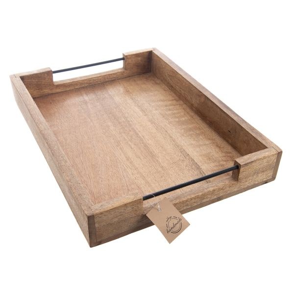 Podnos s uchy 41x30x6cm kov/mangovník Podnos s uchy 41x30x6cm kov/mangovník - Kuchyně stolování