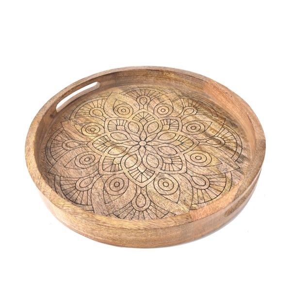 Podnos s uchy Mandala pr.38/4,5cm mangovník - Kuchyně stolování